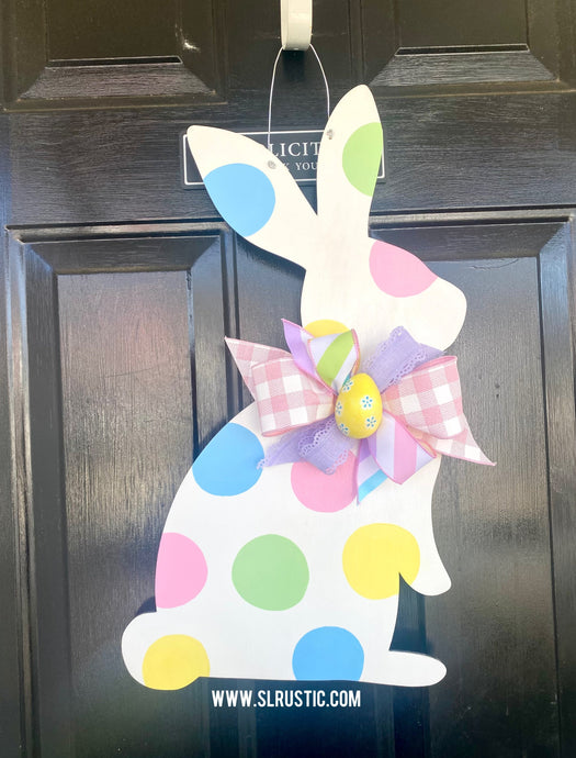 Pastel Easter Bunny Wood Door Hanger