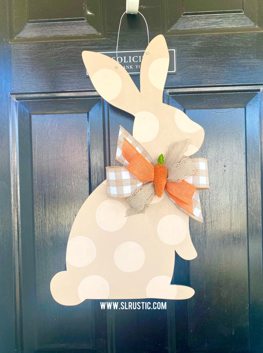 Neutral Easter Bunny Wood Door Hanger