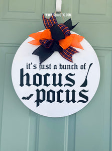 Hocus Pocus Round Wood Door Hanger - Halloween