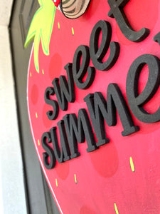 Sweet Summer Strawberry Wood Door Hanger