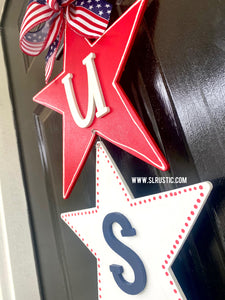 USA Star Patriotic Wood Door Hanger
