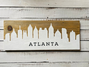 Hand Painted Atlanta Skyline Wood Sign