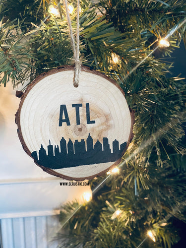 Atlanta Skyline Wood Slice Ornament
