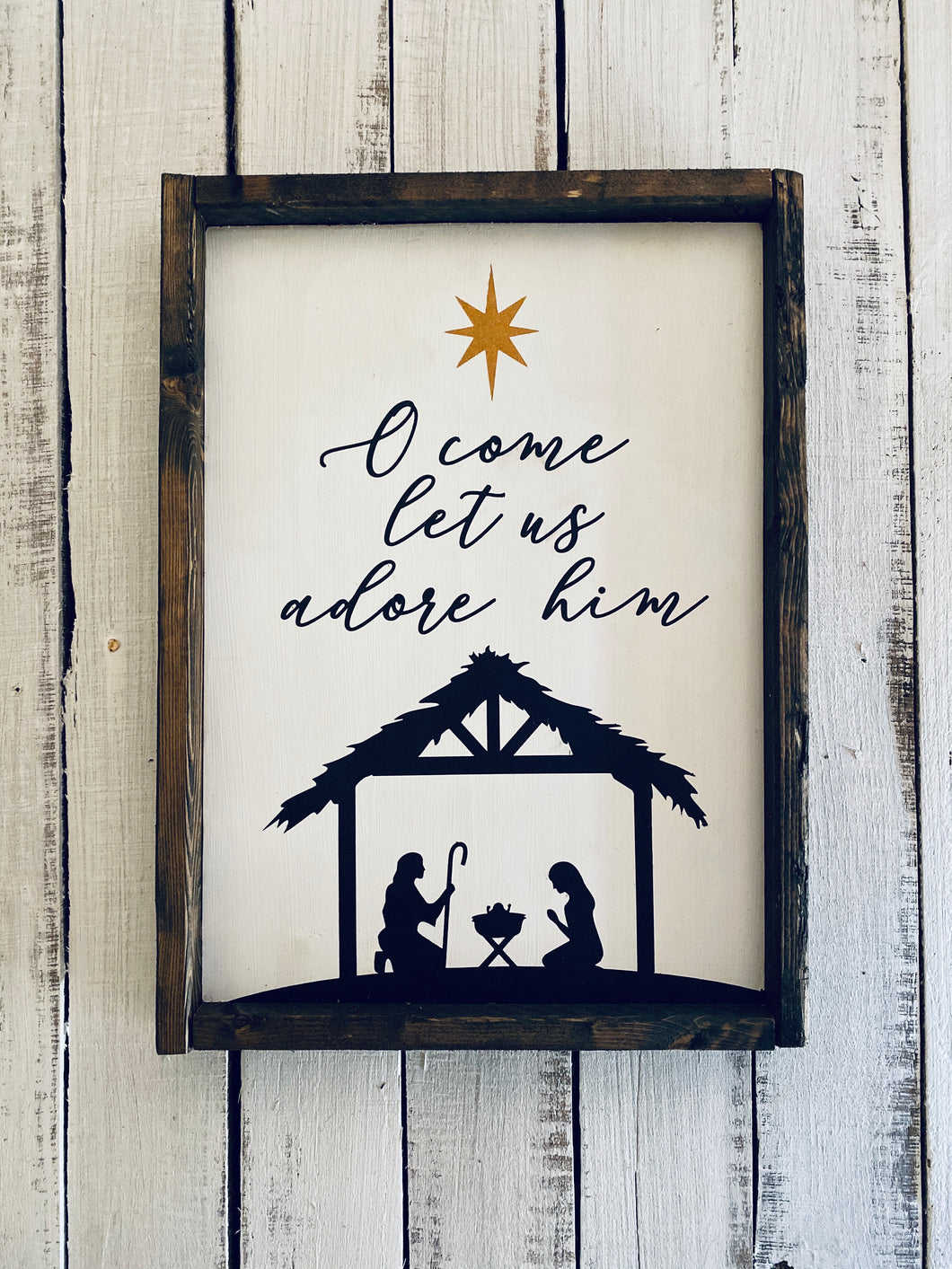 Let Us Adore Him Wood Sign - Christmas