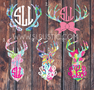 Lilly Pulitzer inspired Deer monogram decal