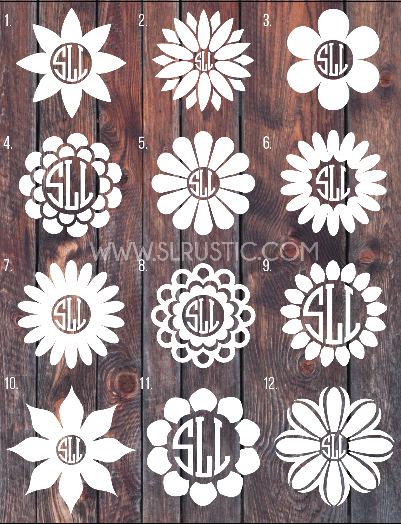 Flower Monogram Decal car decal yeti decal SLrustic
