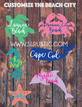 Custom beach city decal, vacation decal, sea turtle decal, Marine Life decal, car decal, beach decal, yeti cooler decal, favorite place.