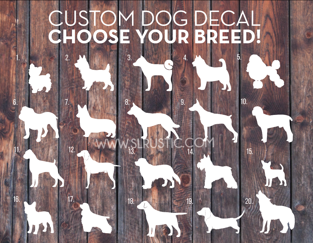 custom dog decal, dog sticker, any breed, car decal, dog parent, dog lover, dog decal.
