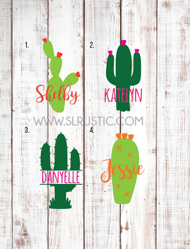 Cactus decal, personalized cactus decal, yeti cooler decal, yeti tumbler decal, laptop decal, car decal.