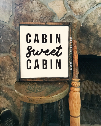 Cabin Sweet Cabin Framed Wood Sign