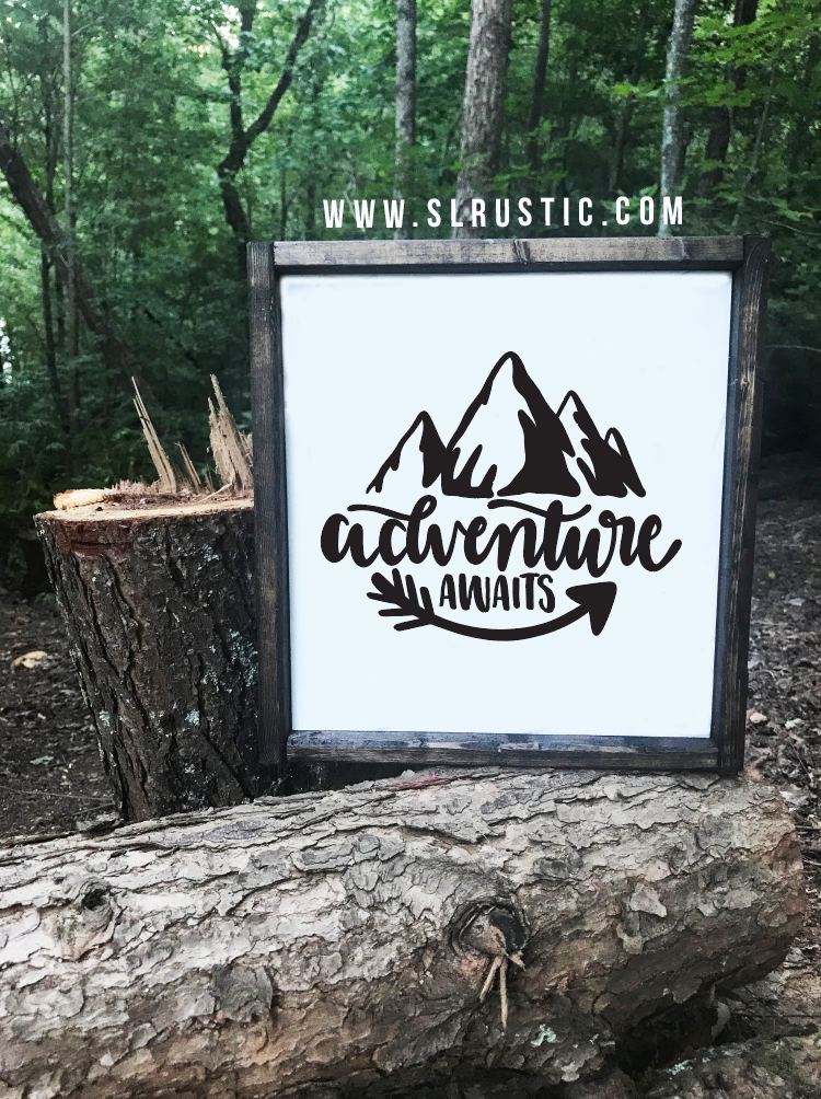 Adventure Awaits Framed Wood Sign