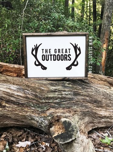 The Great Outdoors wood sign - Antlers