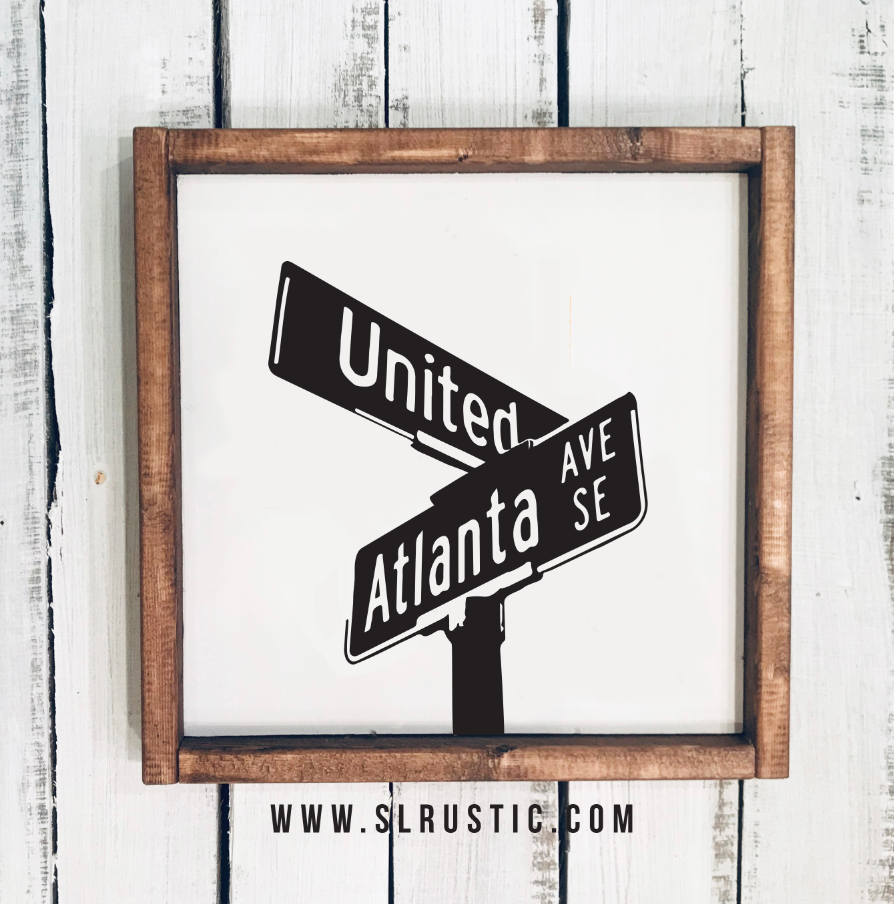 Atlanta United Street Sign Framed Wood Sign