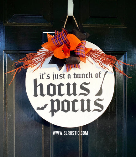 Hocus Pocus Round Wood Door Hanger - Halloween