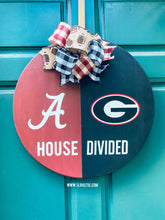 Custom Football House Divided Round Wood Door Hanger