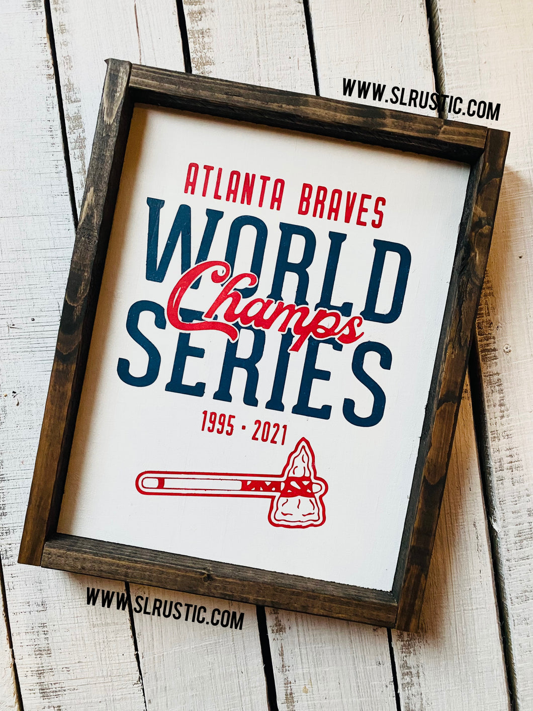 Atlanta Braves World Series Champs 2021 Framed Wood Sign