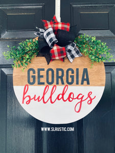 Georgia Bulldogs Round Wood Door Hanger