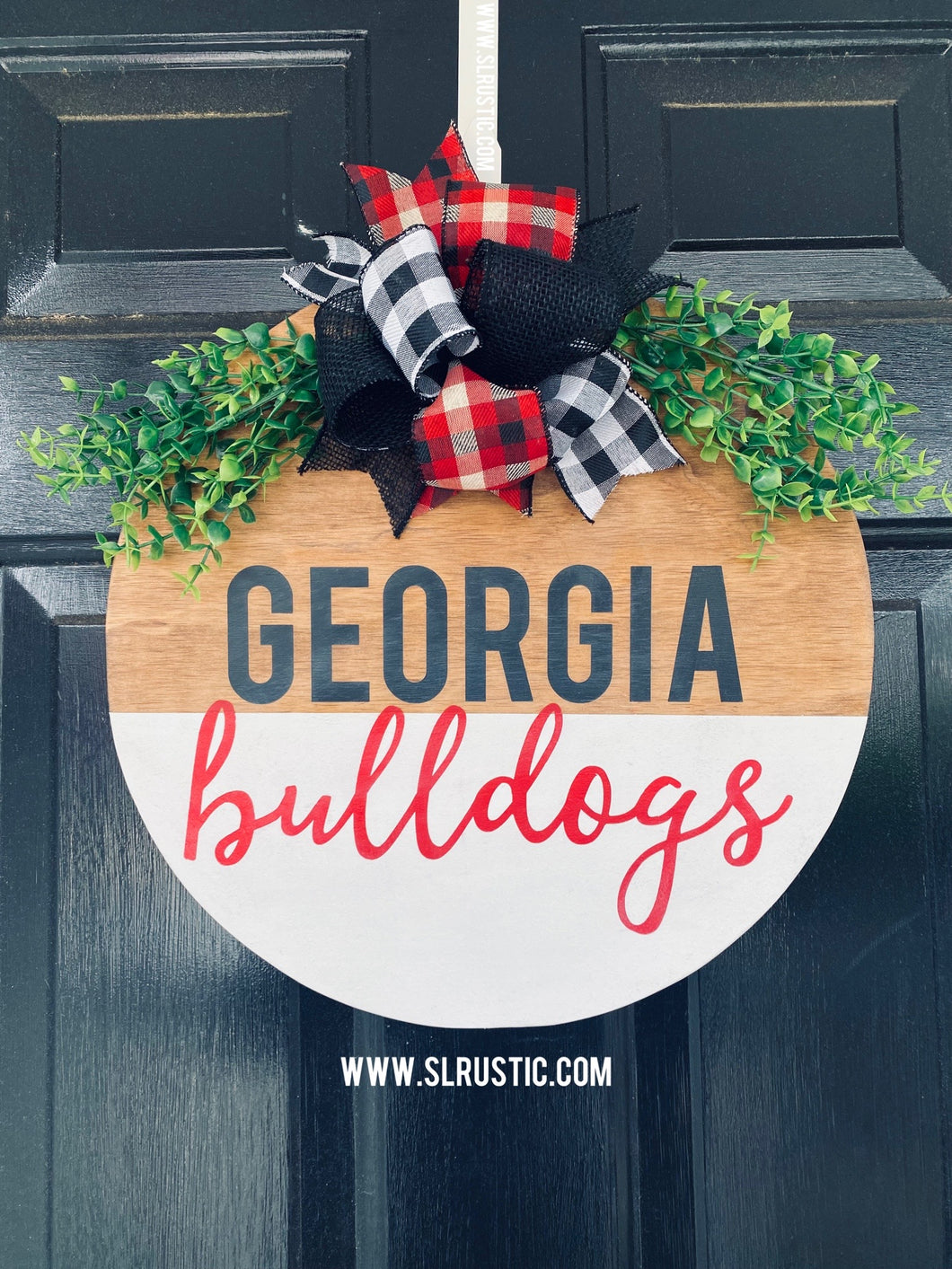 Georgia Bulldogs Round Wood Door Hanger
